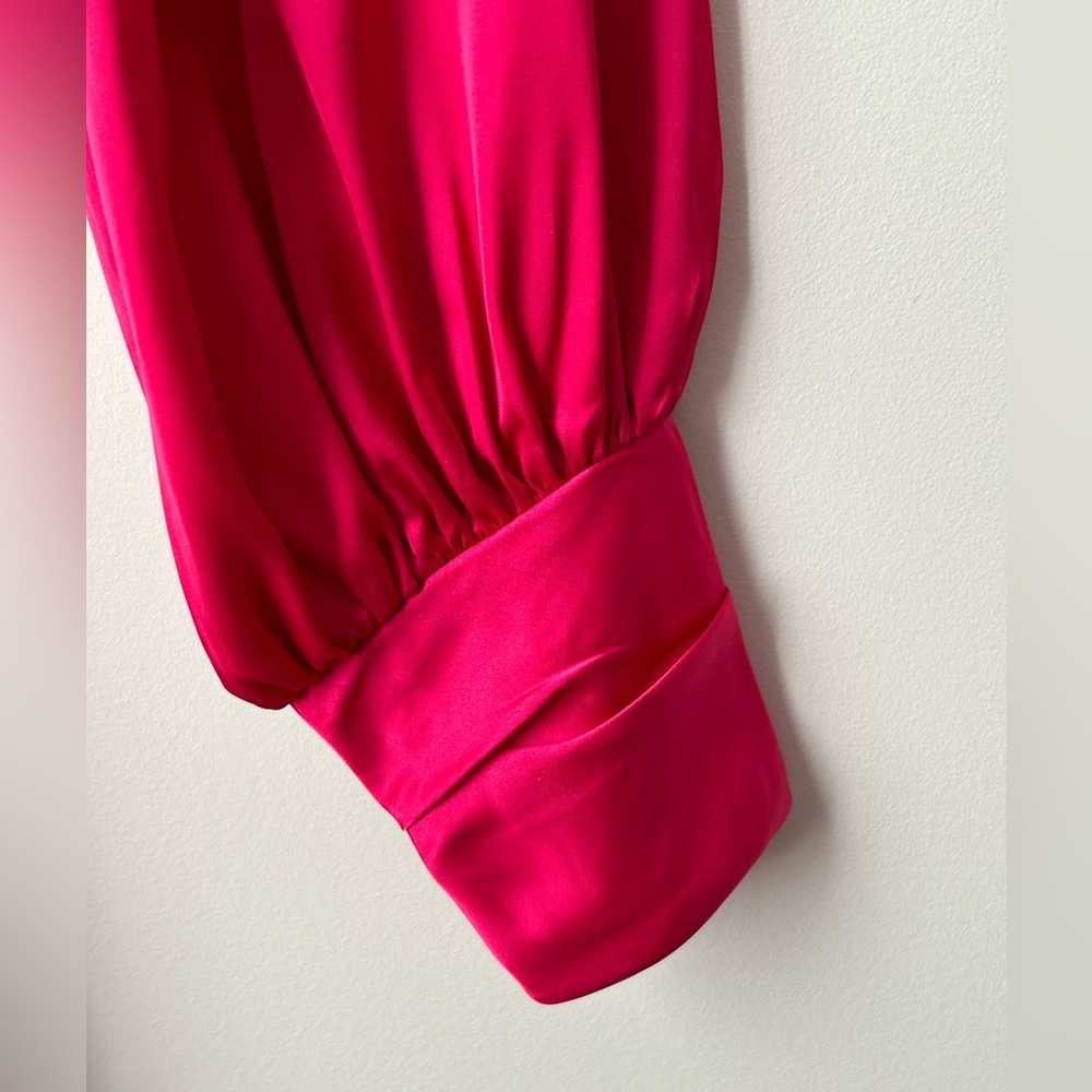 new white house black market hot pink satin wrap dress 6 - Picture 7 of 7